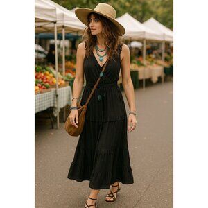 Paige Black Women’s Midi Dress Size Small Sleeveless Boho Minimalist Evening